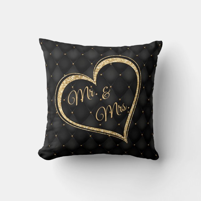 Modern Mr & Mrs Throw Pillow (Front)