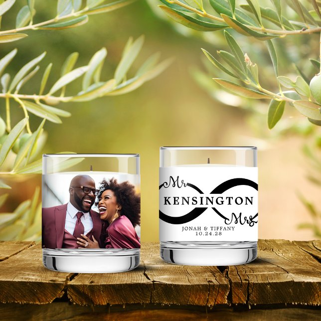 Modern Mr Mrs Typography Love Infinity Photo Scented Candle (Creator Uploaded)