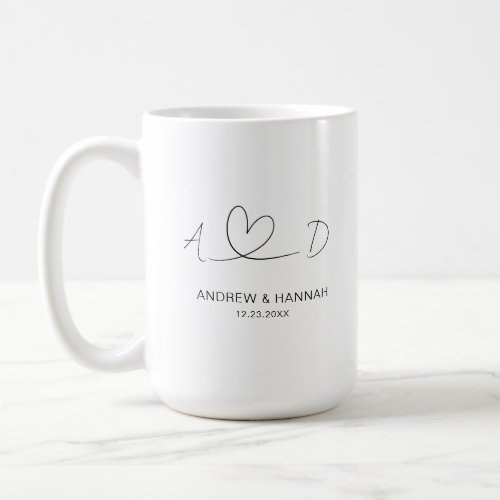 Modern Mr Mrs Wedding Bride Groom Bridal Shower Coffee Mug