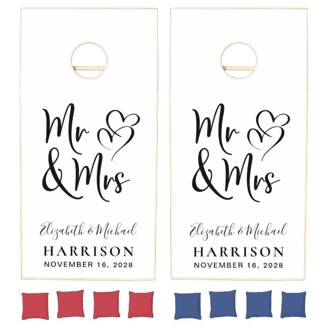 Modern Mr Mrs Wedding Cornhole Set (Set)