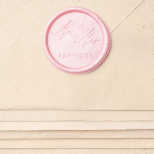 Modern Mr. & Mrs. Wedding  Wax Seal Sticker (Front)
