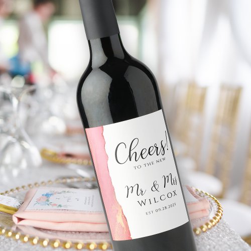 Modern Mr  Mrs Wedding  Wine Label