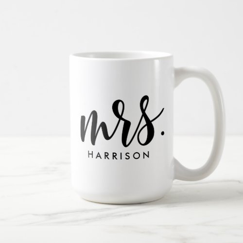 Modern Mrs Elegant Stylish Black Script Coffee Mug