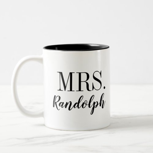Modern Mrs Monogram Two_Tone Coffee Mug