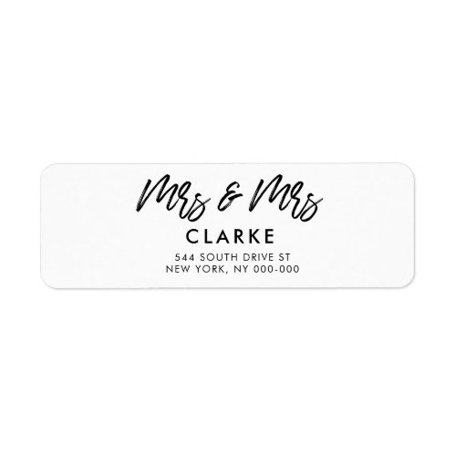 Modern Mrs  Mrs lesbian wedding return address Label