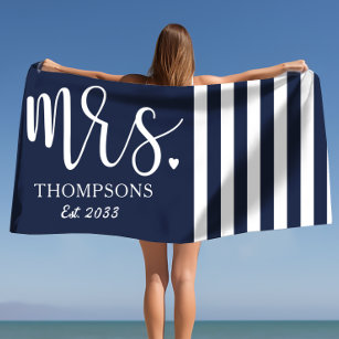 Personalized Beach Towel Set  Mr Mrs Combo Towels Palm Seven – South Beach  Towel