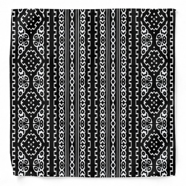 Modern Mud Cloth Boho Design Bandana (Front)