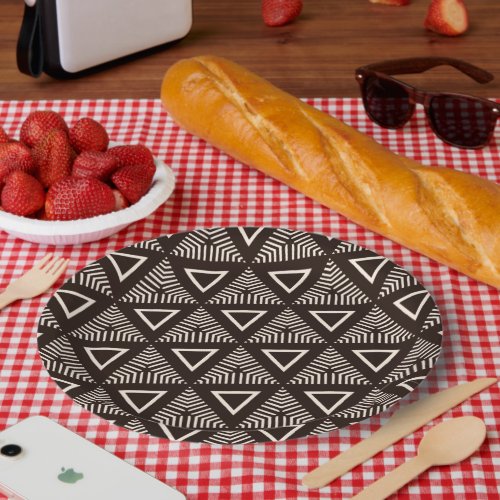 Modern Mud Cloth Geometric Decorative Paper Plates