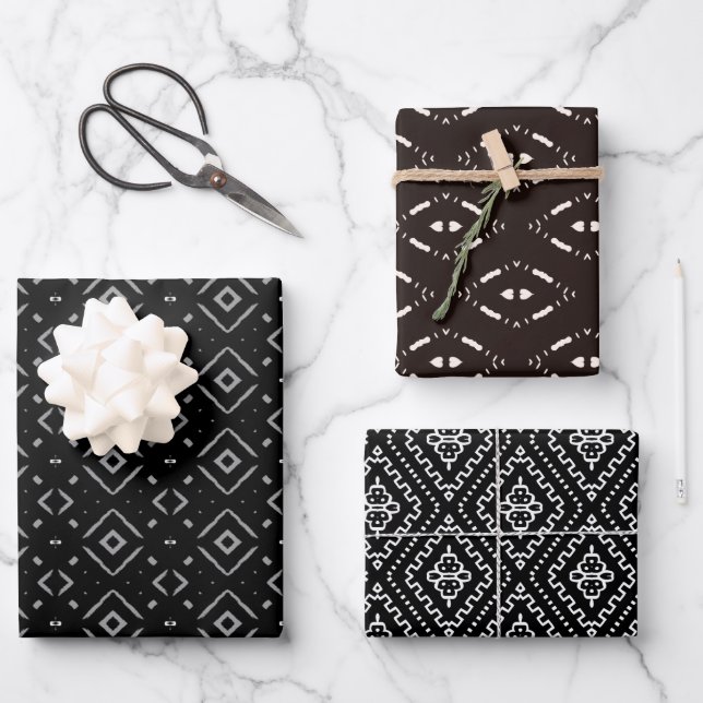 Modern Mudcloth Collection Wrapping Paper Sheets (Front)