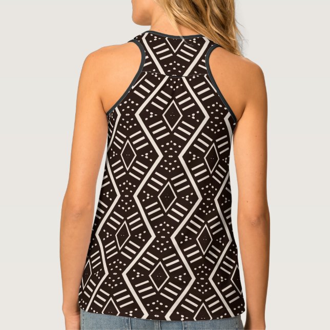 Modern Mudcloth Geometric Pattern Women's Tank Top (Back)