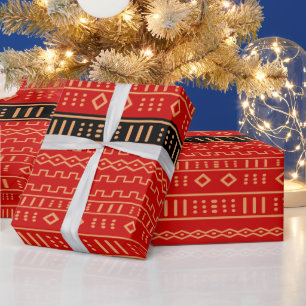 Modern Mudcloth In Red Wrapping Paper