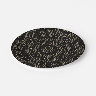 Modern Mudcloth Pattern Paper Plate