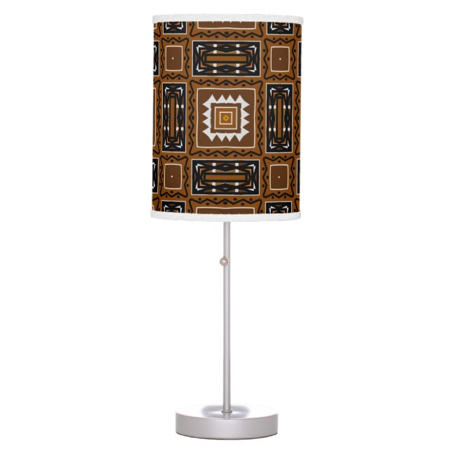 Modern Mudcloth Tribal Pattern Table Lamp (Front)