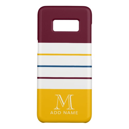 Modern Mulberry and Amber Stripes Monogrammed Case_Mate Samsung Galaxy S8 Case