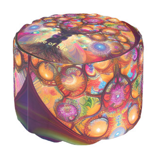 Modern Mulitcolor Tree of Life  Pouf