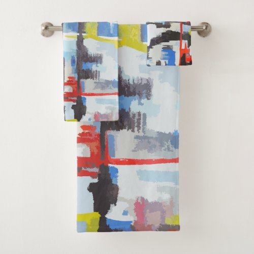 Modern Multi_Color Abstract Styled Bath Towel Set