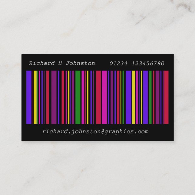 Modern multi color barcode business contact card (Front)