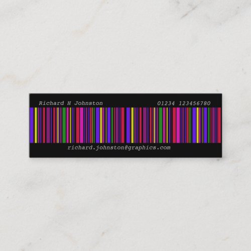 Modern multi color barcode skinny contact card business card