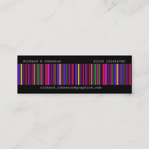 Customizable Modern multi color barcode skinny contact card business card