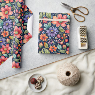 Modern Multi-color Flowers Wrapping Paper