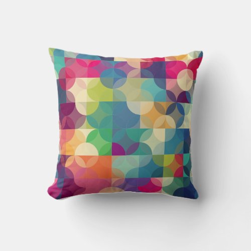 Modern Multi_Color Geometric Shapes Throw Pillow