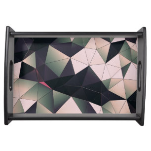 Modern Multi-Color Polygons Black Serving Tray