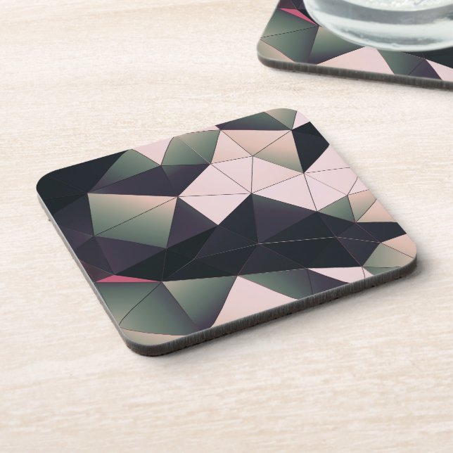 Modern Multi-Color Polygons Hard Coasters (Left Side)