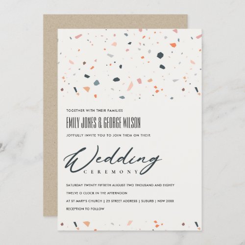 MODERN MULTI COLOR TERRAZZO PATTERN WEDDING INVITE