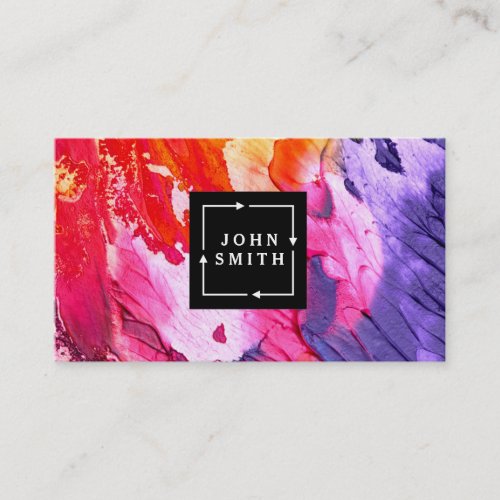 Modern Multi_color Watercolors Cool Abstract Art Business Card