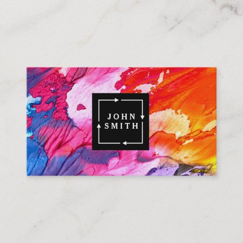 Modern Multi_color Watercolors Cool Abstract Art Business Card