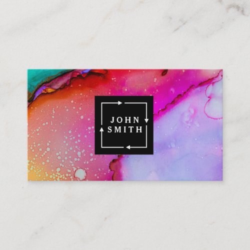 Modern Multi_color Watercolors Cool Abstract Art Business Card