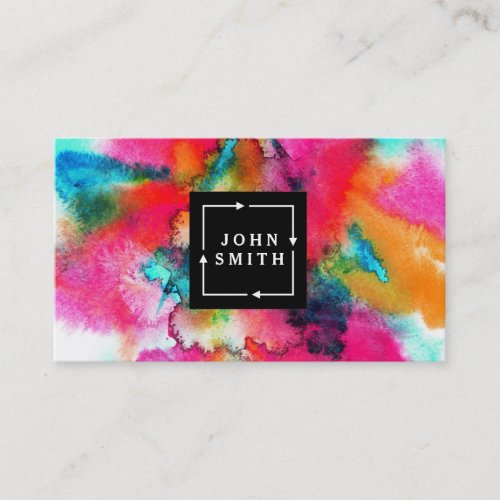 Modern Multi_color Watercolors Cool Abstract Busin Business Card