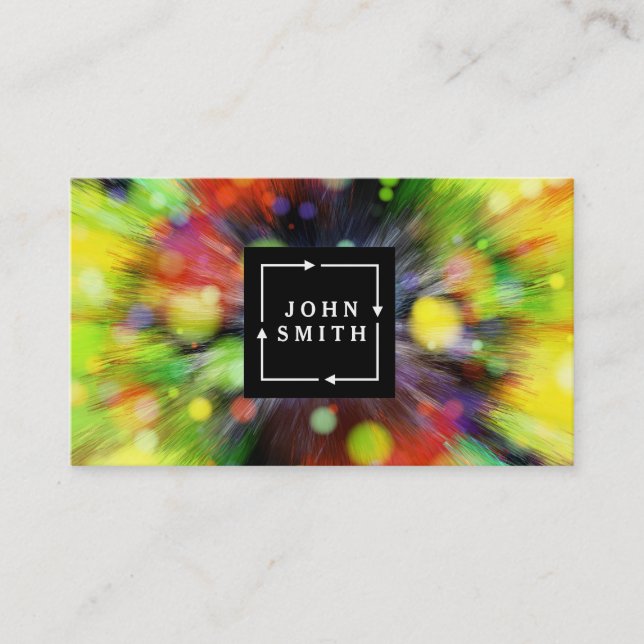 Modern Multi-color Watercolors Cool Abstract Business Card (Front)