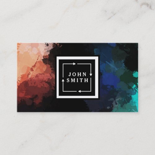 Modern Multi_color Watercolors Cool Abstract Business Card