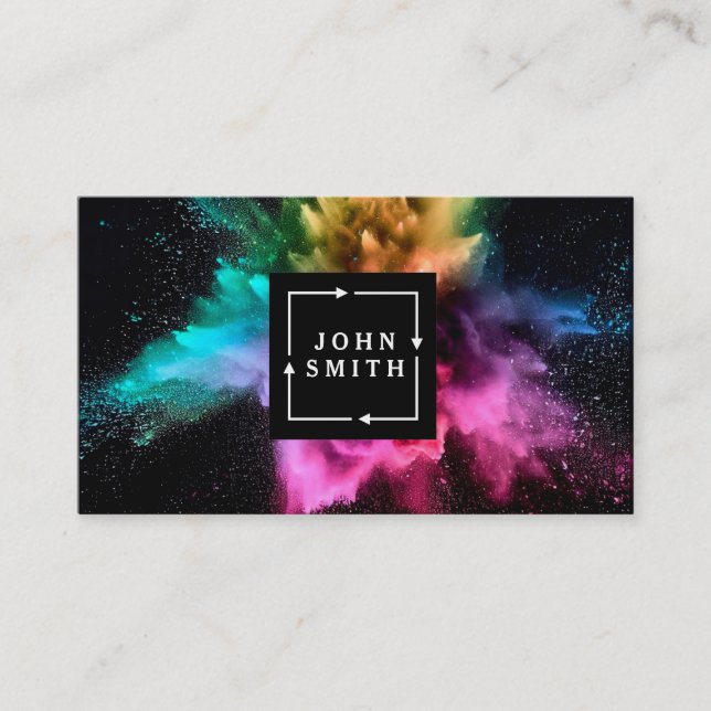 Modern Multi-color Watercolors Cool Abstract Business Card (Front)