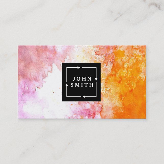 Modern Multi-color Watercolors Cool Abstract Business Card (Front)