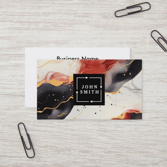 Modern Multi-color Watercolors Cool Abstract Business Card (Front/Back In Situ)