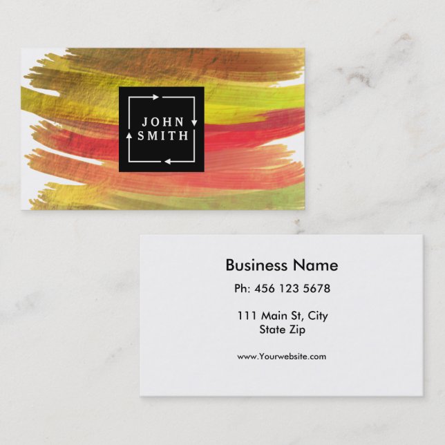 Modern Multi-color Watercolors Cool Abstract Business Card (Front/Back)
