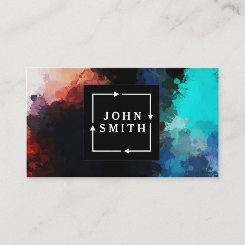 Modern Multi_color Watercolors Cool Abstract Business Card