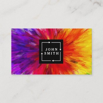 Modern Multi-color Watercolors Cool Abstract Business Card by sunbuds at Zazzle