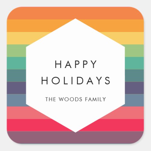 Modern multi colored geometric Holidays Square Sticker