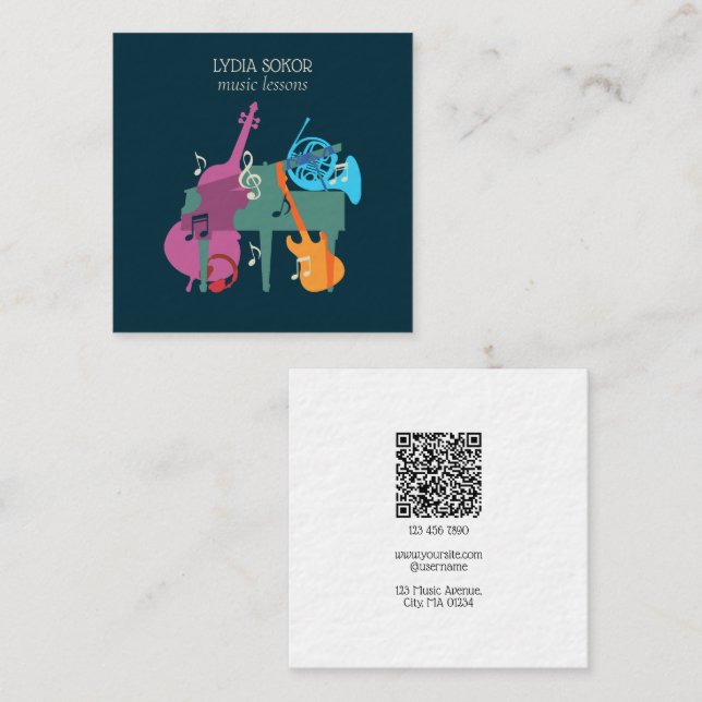 Modern Multi-Instrument Music Business Card (Front/Back)