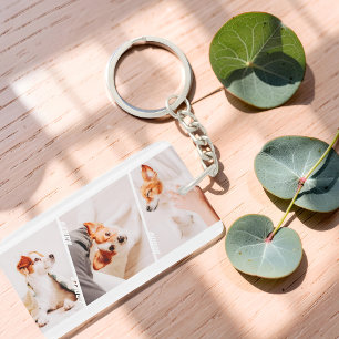 Modern Multi-Pet Owner Collage Keepsake Keychain