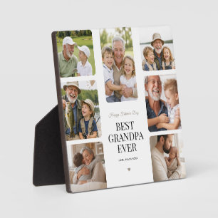 Modern Multi Photo Best Grandpa Ever Plaque