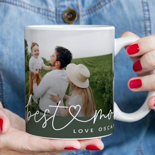 Modern multi photo best mom ever cute heart gift coffee mug