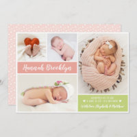 Modern Multi Photo Birth Announcement Card