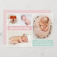 Modern Multi Photo Birth Announcement Card
