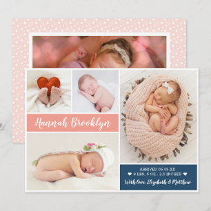 Modern Multi Photo Birth Announcement Card