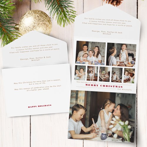 Modern Multi_Photo Christmas Collage All In One Invitation