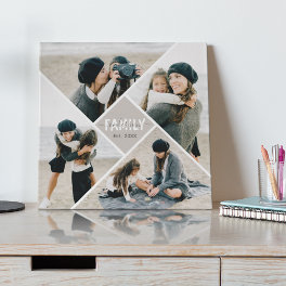 Modern Multi-Photo Collage FAMILY Gift Faux Canvas Print